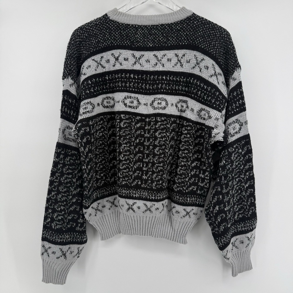 Vintage 80s 90s Y2K Chartwell Knit Sweater Sz Large Leather Chunky Knit - Picture 8 of 9